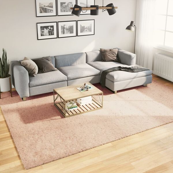 vidaXL Tapete pelo curto macio e lav&aacute;vel HUARTE 240x340 cm rosa-p&aacute;lido