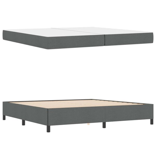 vidaXL Cama Box com colch&atilde;o Cinza Escuro 200 x 200 cm tecido