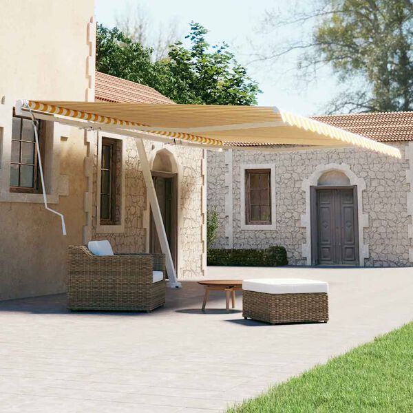 vidaXL Toldo retrátil manual independente 600x300 cm amarelo e branco