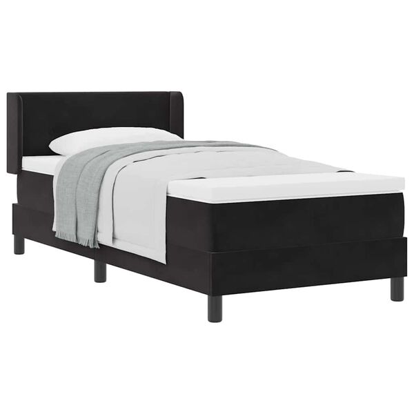 vidaXL Cama Box com colch&atilde;o com cabeceira Preto 200 x 80 cm Poli&eacute;ster