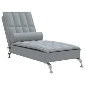 vidaXL Chaise lounge de massagem com rolo tecido cinzento-claro