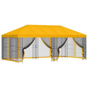 vidaXL Gazebo com paredes laterais 6 x 3 m Amarelo Poli&eacute;ster e A&ccedil;o