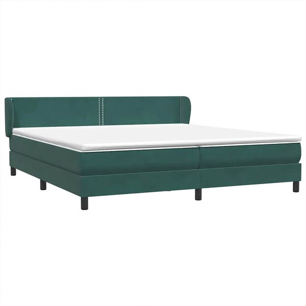 vidaXL Cama com molas/colch&otilde;es 180x220 cm veludo verde-escuro