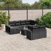 vidaXL 11 pcs conjunto sof&aacute;s de jardim c/ almofad&otilde;es vime PE preto