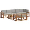 vidaXL Conjunto de Sof&aacute;s para Exterior 9 pcs Cinza Natural e Claro