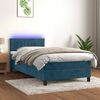vidaXL Cama box spring c/ colch&atilde;o/LED 90x200 cm veludo azul-escuro