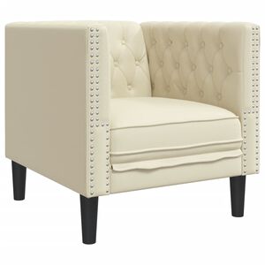 vidaXL Sof&aacute; chesterfield couro artificial creme