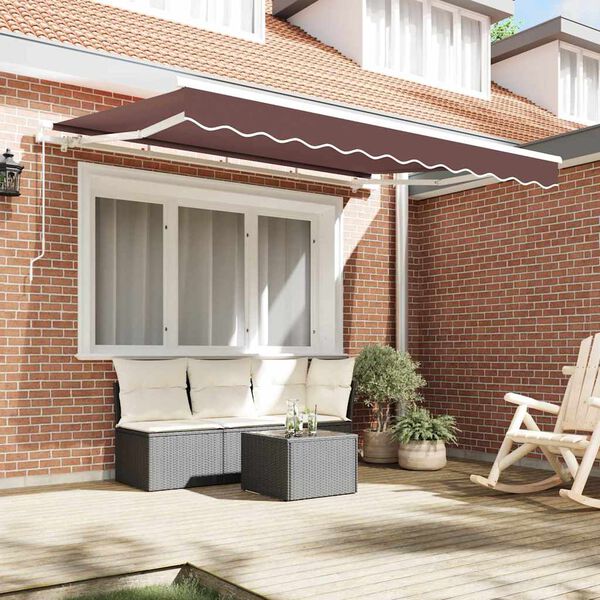 vidaXL Toldo Retr&aacute;til Manual Castanho 250 x 200 cm tecido