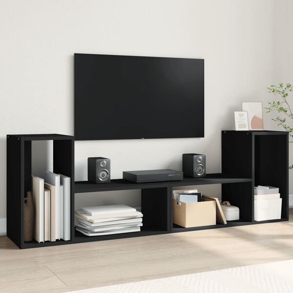 vidaXL Móveis de TV 2 pcs 75x30x50 cm derivados de madeira preto