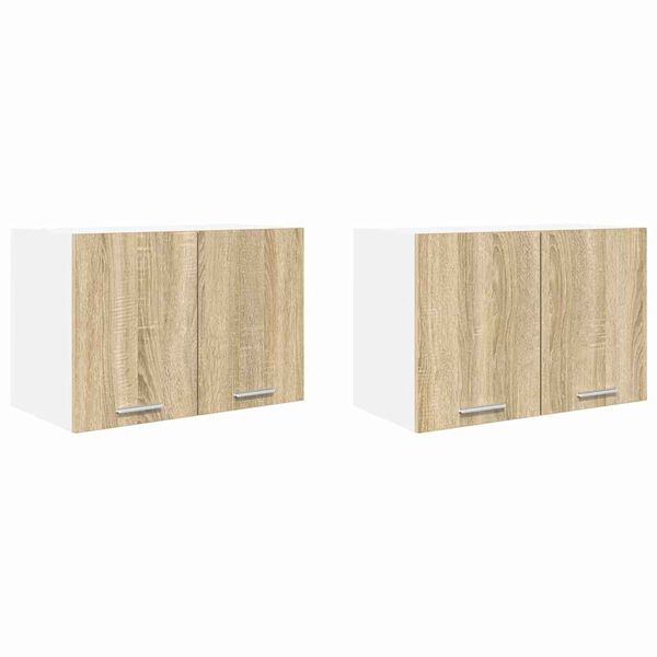 vidaXL Arm&aacute;rio suspenso 2 pcs Carvalho Sonoma e Branco 60 x 31 x 40 cm