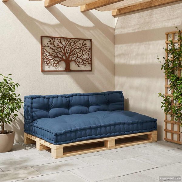 vidaXL Travesseiro para Sof&aacute; Pallet 2 pcs &Iacute;ndigo 120 x 80 x 38 cm