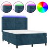 vidaXL Cama box spring c/ colch&atilde;o/LED 140x190 cm veludo azul-escuro