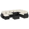 vidaXL 9 pcs conjunto de sof&aacute;s p/ jardim c/ almofad&otilde;es vime PE preto
