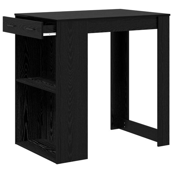 vidaXL Mesa de bar com gaveta Carvalho Preto 102 x 70 x 103,5 cm