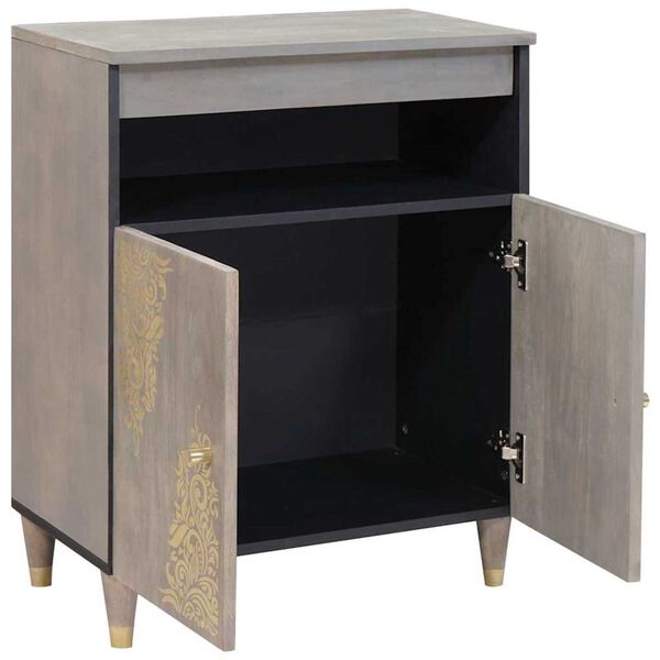 vidaXL Buffet Cinza e Ouro 60 x 33 x 75 cm Madeira de manga maciça