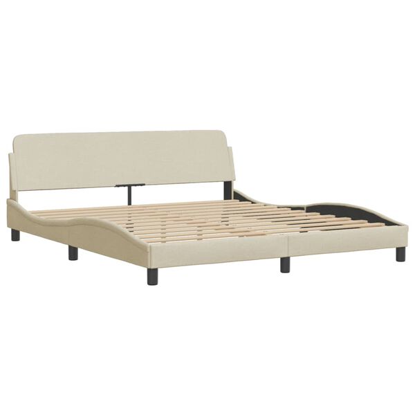 vidaXL Cama com colch&atilde;o Hvar 180x200 cm tecido cor creme