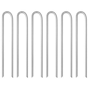 vidaXL Estacas p/ tenda 6 pcs forma de U 37 cm &Oslash;10 mm a&ccedil;o galvanizado