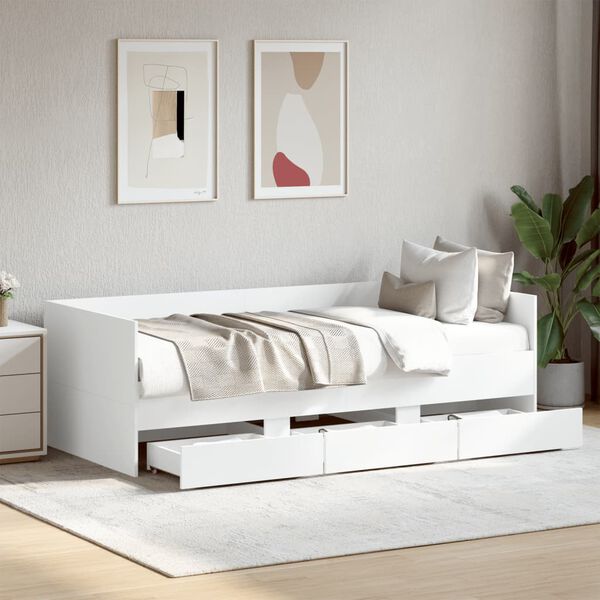 vidaXL Sofá-cama com gavetas sem colchão 75x190 cm branco