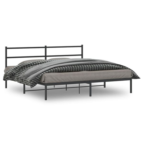 vidaXL Estrutura de cama com cabeceira 193x203 cm metal preto