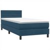 vidaXL Cama com molas/colch&atilde;o 80x220 cm veludo azul-escuro