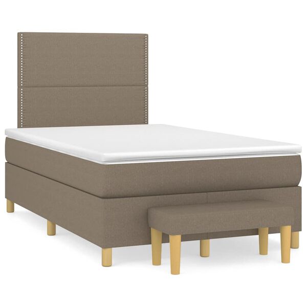 vidaXL Cama boxspring c/ colch&atilde;o 120x190cm tecido castanho-acinzentado