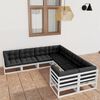 vidaXL 8 pcs conj. lounge de jardim c/ almofad&otilde;es pinho maci&ccedil;o branco