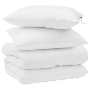 vidaXL Edredom de Inverno com travesseiro 3 pcs Branco Microfibra