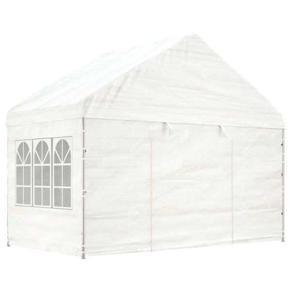 vidaXL Gazebo com telhado 6,69x4,08x3,22 m polietileno branco
