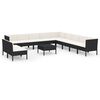 vidaXL 12 pcs conjunto lounge de jardim c/ almofad&otilde;es vime PE preto