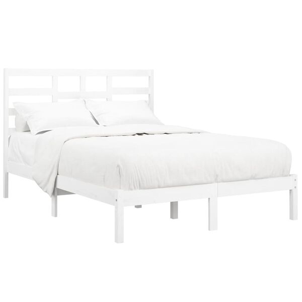 vidaXL Estrutura de cama 160x200 cm madeira maci&ccedil;a branco