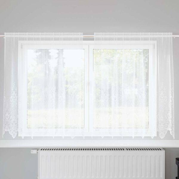 vidaXL Cortina de Renda com cortinas Branco 160 x 200 cm Poli&eacute;ster