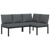 vidaXL 2 pcs conjunto de sof&aacute;s p/ jardim c/ almofad&otilde;es alum&iacute;nio preto