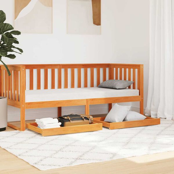 vidaXL Gavetas p/ sof&aacute;-cama 2 pcs madeira de pinho maci&ccedil;a castanho mel