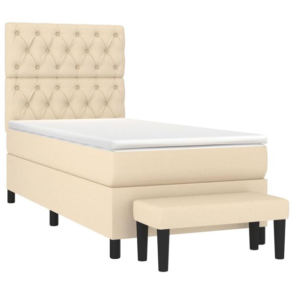 vidaXL Cama com molas/colch&atilde;o 80x200 cm tecido cor cr&egrave;me