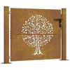 vidaXL Port&atilde;o de jardim 100x75 cm em a&ccedil;o corten com design de &aacute;rvore