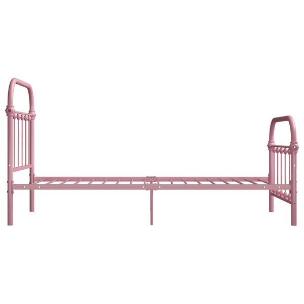 vidaXL Estrutura de cama 100x200 cm metal rosa
