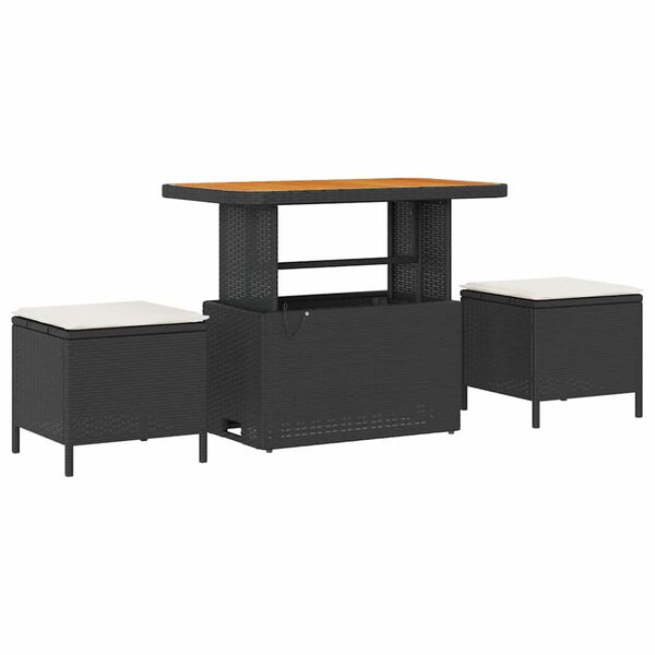 vidaXL Conjunto de Sof&aacute; de Jardim 13 pcs Preto e Creme vime PE