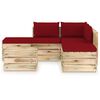vidaXL 6 pcs conj. lounge jardim c/ almofad&otilde;es madeira impreg. verde