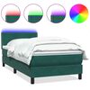 vidaXL Cama box spring c/ colch&atilde;o e LED 100x210 cm veludo verde-escuro