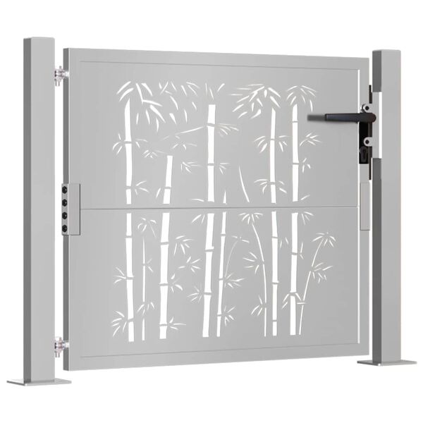 vidaXL Port&atilde;o de jardim 100x75 cm A&ccedil;o Corten Design Bambu