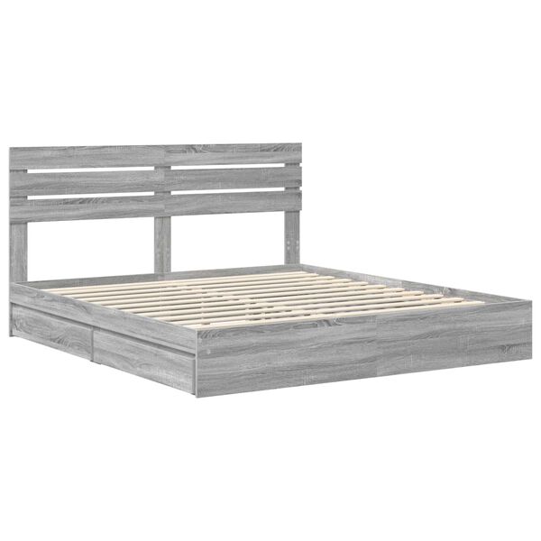 vidaXL Cama com Armazenamento com cabeceira Cinza Sonoma 180 x 200 cm