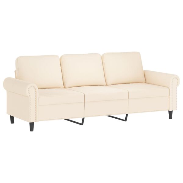 vidaXL Sof&aacute; 3 lugares c/ almofadas/almofad&otilde;es 180 cm veludo creme