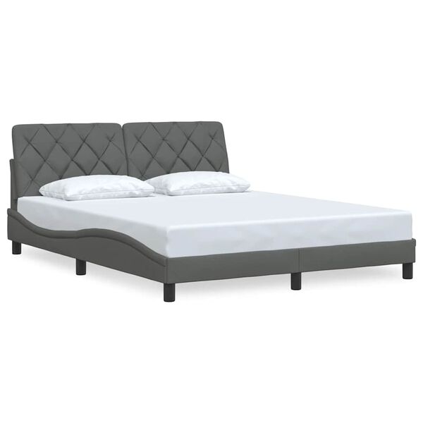 vidaXL Estrutura de cama sem colchão 160x200 cm tecido cinzento-escuro