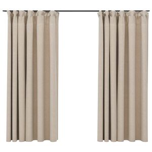 vidaXL Cortinas opacas aspeto linho c/ ganchos 2 pcs 140x175 cm bege