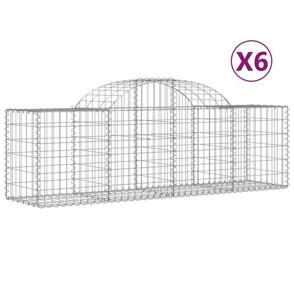 vidaXL Cestos gabião arqueados 6 pcs 200x50x60/80 cm ferro galvanizado