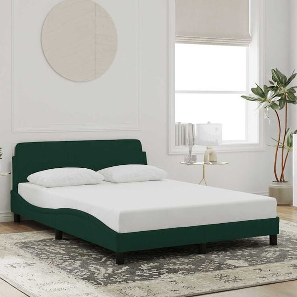 vidaXL Estrutura de cama Dover 140x200 cm veludo verde-escuro