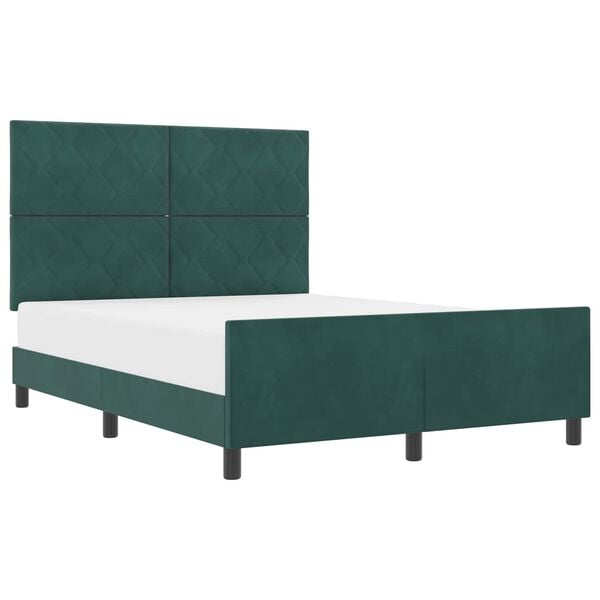 vidaXL Cama Box com cabeceira Verde Escuro 140 x 190 cm Veludo