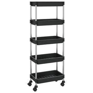 vidaXL Carrinho cozinha c/ 5 prateleiras ferro/ABS 42x29x128 cm preto