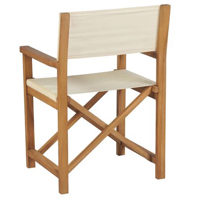 vidaXL Cadeira de realizador dobrável teca maciça branco nata