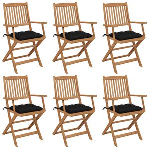 vidaXL Cadeiras de jardim dobr&aacute;veis c/ almofad&otilde;es 6 pcs ac&aacute;cia maci&ccedil;a